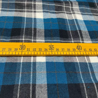 Japanese Designer Plaid Blue Non-Stretch Peached Cotton Flannel DS28623