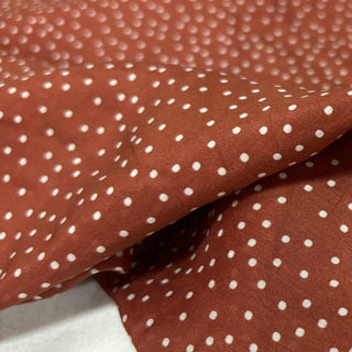 Yardblox Exclusive Japanese Luxury Designer Dot/Polka Dot Rusty Red/White Non-Stretch Silk Cotton Blended Plain Woven DS29501