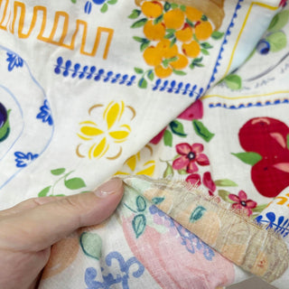 Yardblox Exclusive Japanese Fashion Designer Fruits and Vegetables White Non-Stretch Cotton Plain Woven DS29502