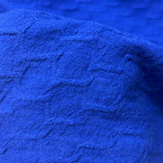 French Fashion Designer Solid Blue Stretch Wool Sweater Knit DS29508