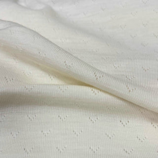 Japanese Fashion Designer Solid Off-White Stretch Wool Pointelle DS29509