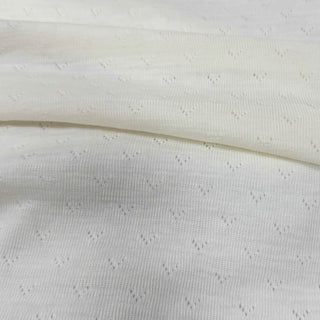 Japanese Fashion Designer Solid Off-White Stretch Wool Pointelle DS29509