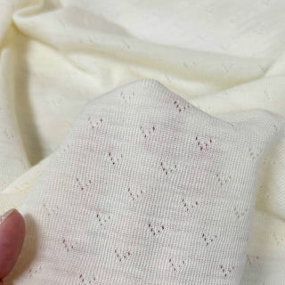 Japanese Fashion Designer Solid Off-White Stretch Wool Pointelle DS29509