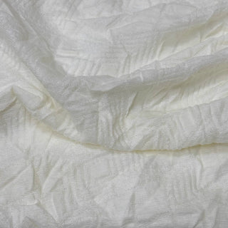 French Fashion Designer Geometric Off-White Stretch Open Weave Wool Acrylic Blended Jacquard Sweater Knit DS29510