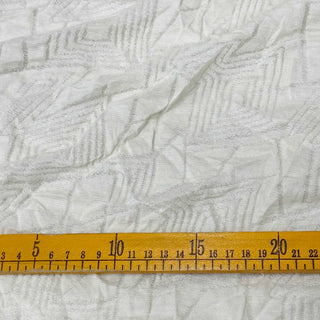 French Fashion Designer Geometric Off-White Stretch Open Weave Wool Acrylic Blended Jacquard Sweater Knit DS29510