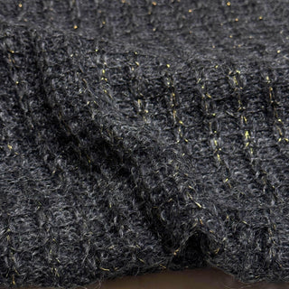 French Fashion Designer Solid Gray Stretch Open Weave Wool Lurex Blended Sweater Knit DS29511