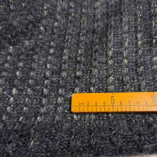 French Fashion Designer Solid Gray Stretch Open Weave Wool Lurex Blended Sweater Knit DS29511