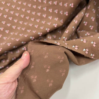 Japanese Fashion Designer Floral Brown Non-Stretch Cotton Pinwale Corduroy DS29517