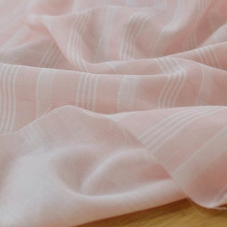 Korean Fashion Designer Stripes Pink Non-Stretch Cotton Double Gauze DS29525