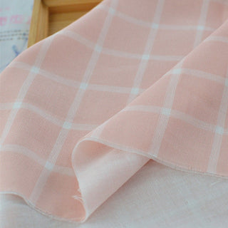 Korean Fashion Designer Plaid Pink Non-Stretch Cotton Double Gauze DS29526