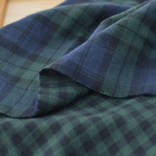 Korean Fashion Designer Plaid Green Non-Stretch Double Faced Cotton Double Gauze DS29527