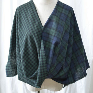 Korean Fashion Designer Plaid Green Non-Stretch Double Faced Cotton Double Gauze DS29527