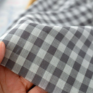 Japanese Fashion Designer Gingham Gray Non-Stretch Cotton Double Gauze DS29531
