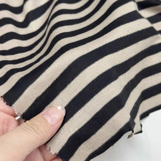 Italian Fashion Designer Stripes Brown Stretch Merino Wool Polyester Blended Jersey DS29533