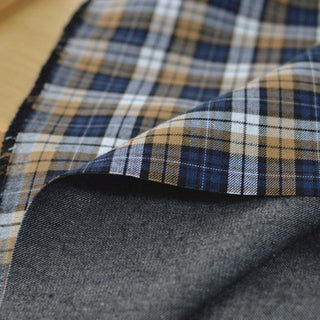 Japanese Fashion Designer Plaid Multi Color Non-Stretch Double Faced Cotton Double Gauze DS29535