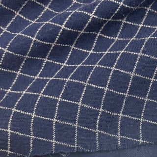 Japanese Fashion Designer Plaid Blue Non-Stretch Cotton Double Gauze DS29536