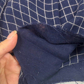 Japanese Fashion Designer Plaid Blue Non-Stretch Cotton Double Gauze DS29536