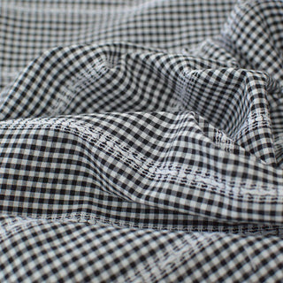 Japanese Fashion Designer Gingham Black Non-Stretch Cotton Dobby Jacquard DS29539