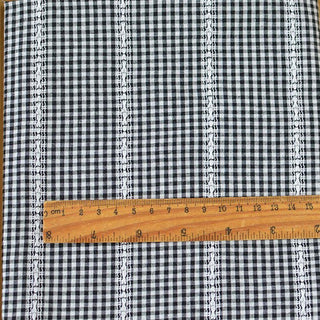 Japanese Fashion Designer Gingham Black Non-Stretch Cotton Dobby Jacquard DS29539
