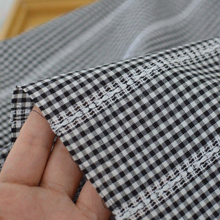 Japanese Fashion Designer Gingham Black Non-Stretch Cotton Dobby Jacquard DS29539