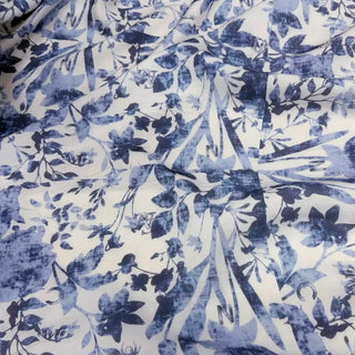 Italian Fashion Designer Floral Blue Non-Stretch Natural Dyed Linen Plain Woven DS29602