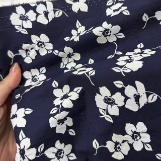 Italian Fashion Designer Floral Blue Non-Stretch Cotton Broadcloth Poplin DS29603