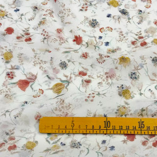 Japanese Fashion Designer Floral Off-White Non-Stretch Mulberry Silk Georgette DS29604 -14 Momme