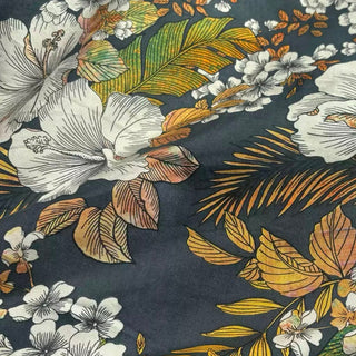 Korean Fashion Designer Floral Multi Color Non-Stretch Mulberry Silk Cotton Blended Plain Woven DS29606 -30 Momme