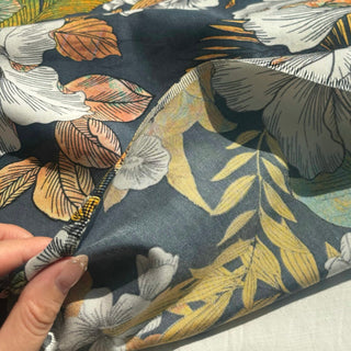 Korean Fashion Designer Floral Multi Color Non-Stretch Mulberry Silk Cotton Blended Plain Woven DS29606 -30 Momme