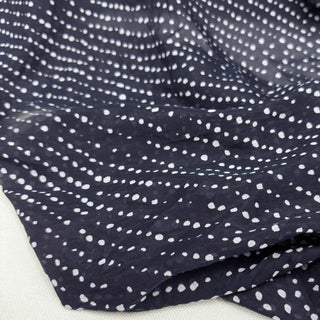 Japanese Fashion Designer Polka Dot Blue Non-Stretch Mulberry Silk Cotton Blended Plain Woven DS29607 -14 Momme