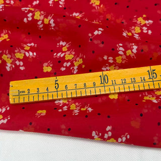 Japanese Fashion Designer Floral Red Non-Stretch Mulberry Silk Linen Blended Plain Woven DS29608 -14 Momme