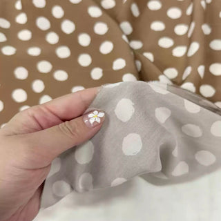 French Fashion Designer Polka Dot Brown Non-Stretch Linen Plain Woven DS29609