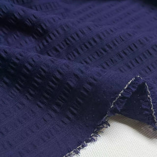 Japanese Fashion Designer Solid Blue Non-Stretch Salt Shrinking / Puckered Cotton Seersucker DS296100