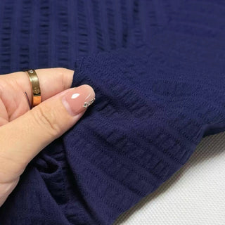 Japanese Fashion Designer Solid Blue Non-Stretch Salt Shrinking / Puckered Cotton Seersucker DS296100