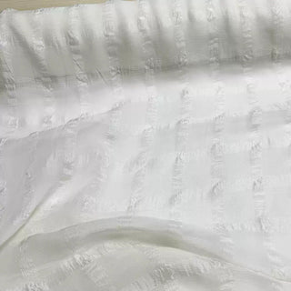Japanese Fashion Designer Solid White Non-Stretch Salt Shrinking / Puckered Mulberry Silk Seersucker DS296102 -8 Momme