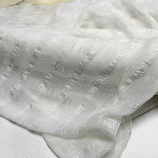 Japanese Fashion Designer Solid White Non-Stretch Salt Shrinking / Puckered Mulberry Silk Seersucker DS296102 -8 Momme
