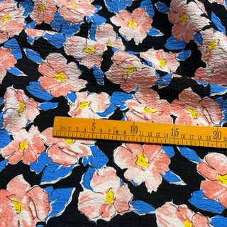 Korean Fashion Designer Floral Multi Color Non-Stretch Salt Shrinking / Puckered Cotton Seersucker DS296103