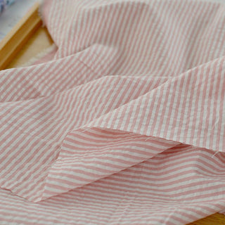 Made in Japan Muji Stripes Pink Non-Stretch Salt Shrinking / Puckered Cotton Seersucker DS296105