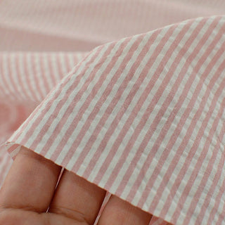 Made in Japan Muji Stripes Pink Non-Stretch Salt Shrinking / Puckered Cotton Seersucker DS296105