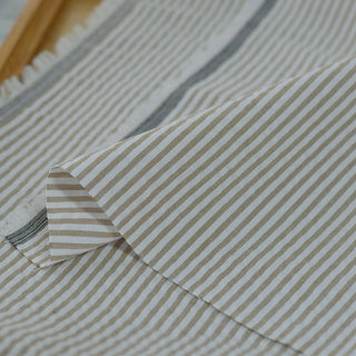 Made in Japan Muji Stripes Brown Non-Stretch Salt Shrinking / Puckered Cotton Seersucker DS296106