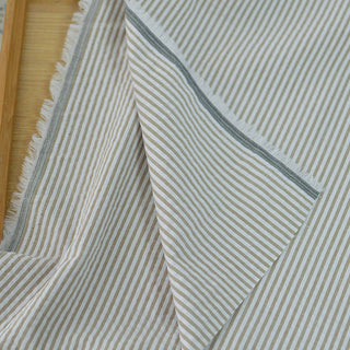 Made in Japan Muji Stripes Brown Non-Stretch Salt Shrinking / Puckered Cotton Seersucker DS296106