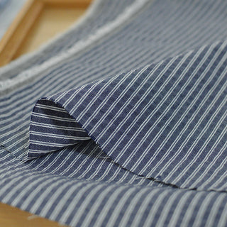 Made in Japan Muji Stripes Blue Non-Stretch Salt Shrinking / Puckered Cotton Seersucker DS296107