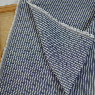 Made in Japan Muji Stripes Blue Non-Stretch Salt Shrinking / Puckered Cotton Seersucker DS296107