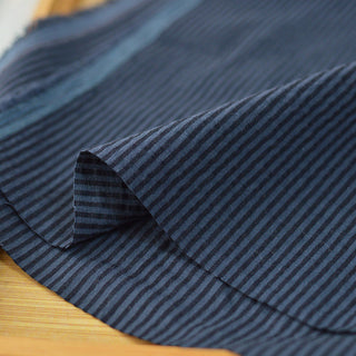 Made in Japan Muji Stripes Blue Stretch Salt Shrinking / Puckered Cotton Seersucker DS296108