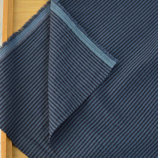 Made in Japan Muji Stripes Blue Stretch Salt Shrinking / Puckered Cotton Seersucker DS296108