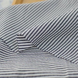 Made in Japan Muji Stripes Black Non-Stretch Salt Shrinking / Puckered Cotton Seersucker DS296109