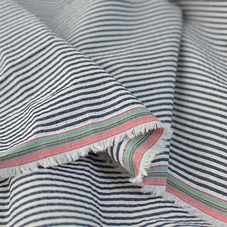 Made in Japan Muji Stripes Black Non-Stretch Salt Shrinking / Puckered Cotton Seersucker DS296109