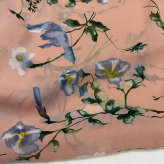Japanese Fashion Designer Floral Pink Non-Stretch Mulberry Silk Georgette DS29611 -14 Momme