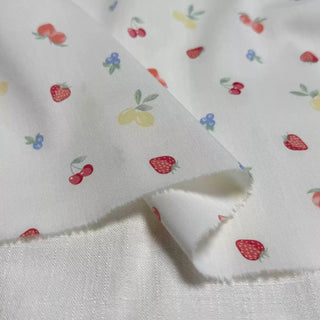 Korean Fashion Designer Fruits and Vegetables White Non-Stretch Combed Cotton Elastane Blended Plain Woven DS296111