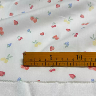 Korean Fashion Designer Fruits and Vegetables White Non-Stretch Combed Cotton Elastane Blended Plain Woven DS296111